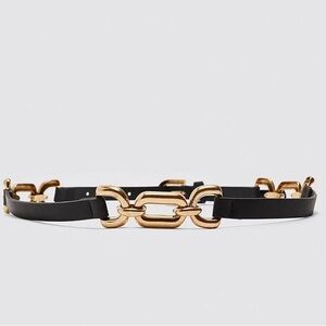 ZARA Black Belt with Gold Hardwear Size 90